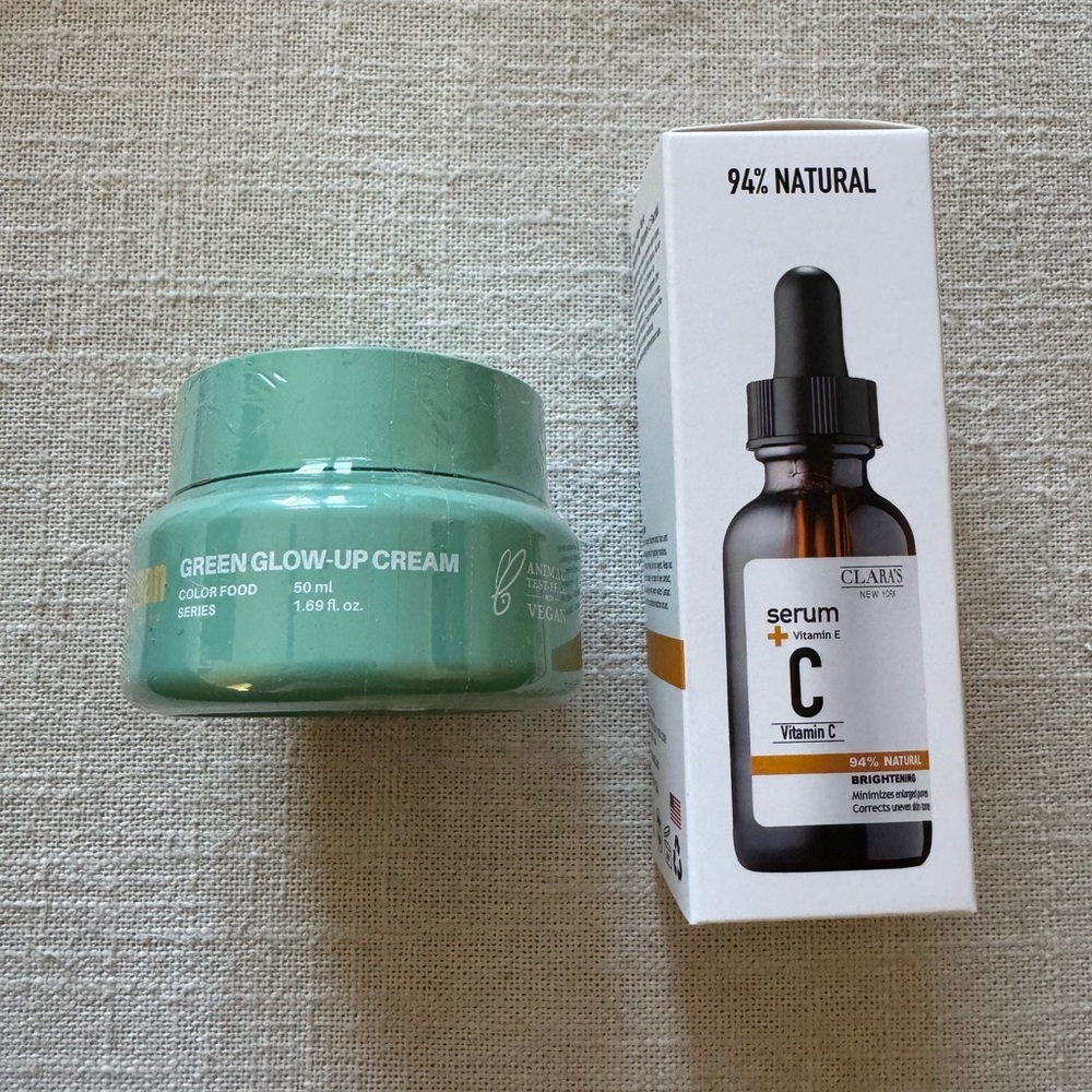 🔴Green glow up cream and Clara’s vitamin c
